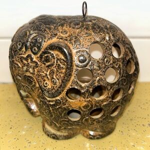 Tea Candle Holder Elephant Brown Ceramic Japan Counterpoint San Francisco VTG